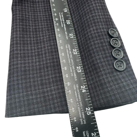 PRONTO UOMO Men's 48R Wool Blazer Suit‎ Jacket Blue Check Plaid Platinum Modern - Picture 8 of 9